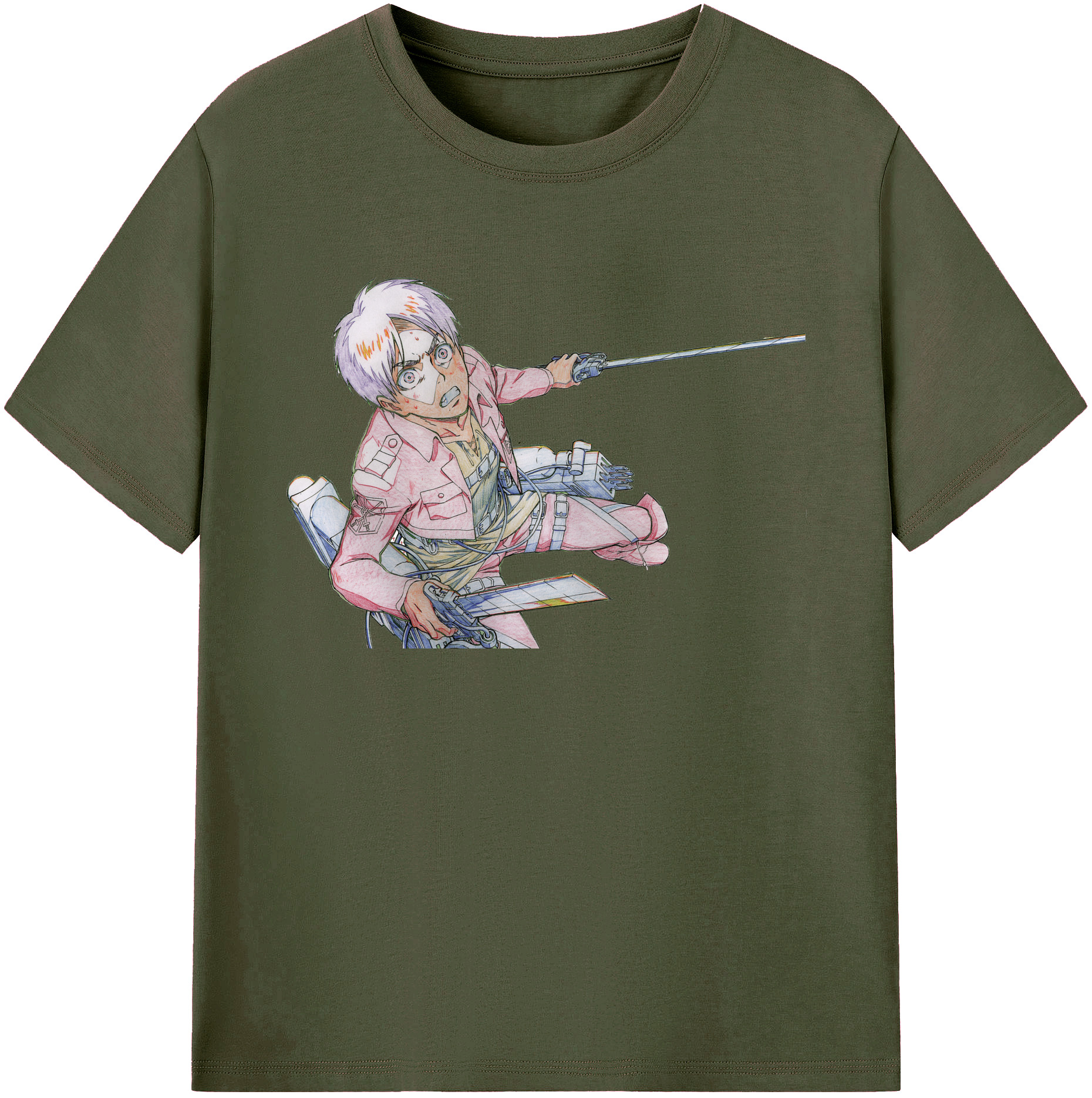 （画像用） 進撃の巨人 エレン･イェーガー Attack on Titan Eren Jäger 綿100％ メンズ半袖Tシャツ｜肌触りやわらか＆通気性